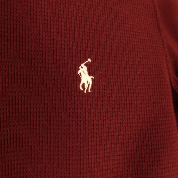 Polo Ralph Lauren thermal tshirt mens M Medium maroon red waffle knit long sl - Picture 3 of 7
